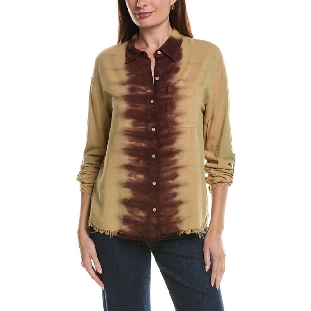 Xcvi Womens Voile Babin Button Up Shirt, Yellow